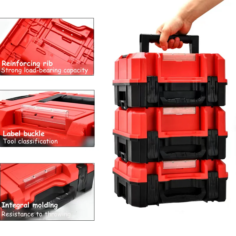Stacked Protable Toolbox Plastic Suitcase Tool Box Organizer Box Hard Case Large Capacity Storage Box Repair Tools Organizer