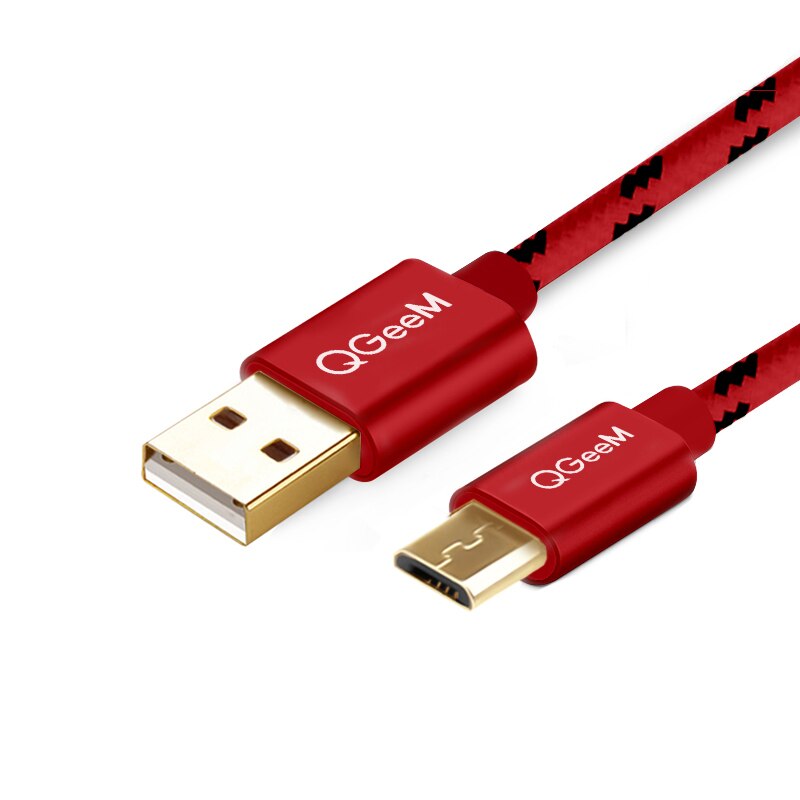 QGeeM Micro USB Cable USB Data Cable for Samsung Xiaomi hua wei Tablet Android USB Charging Cord 1m 2m Micro usb: red / 2m