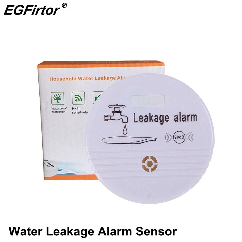 Trådløs vannalarm uavhengig batteri vannalarm sensor detektor 90db ekkolodd vannlekkasje alarm detektor hjemmesystem  dc9v