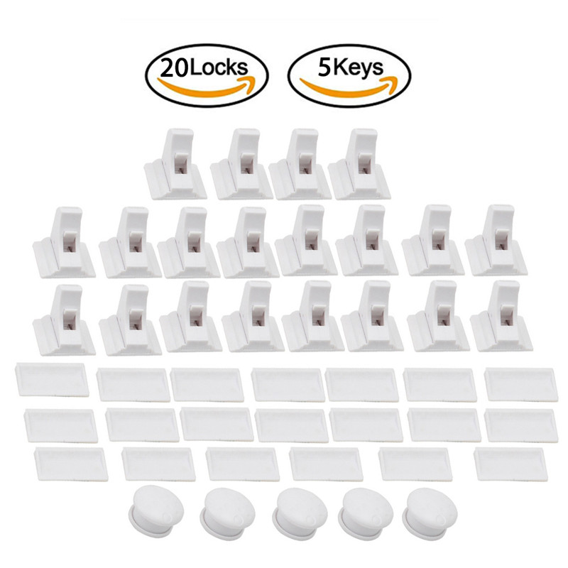 Magnetic Child Lock Children Protection Baby Safety Lock Drawer Latch Cabinet Door Lock Limiter Children Security Locks: 20ps lock 5key