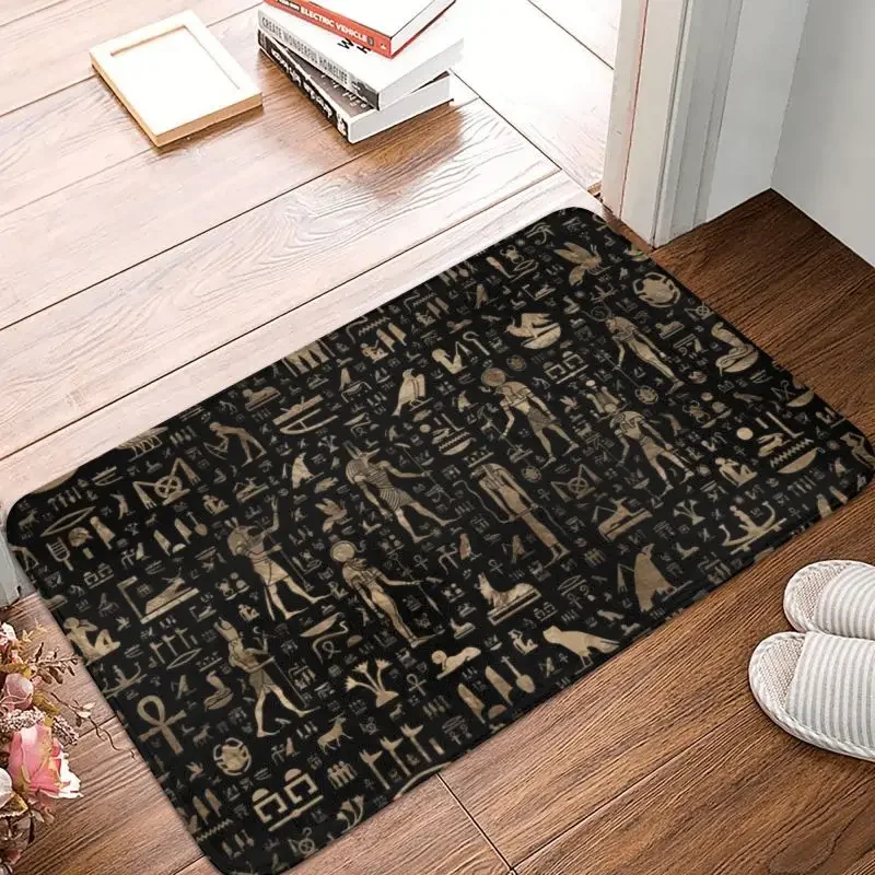 Alte ägyptische Götter und Hieroglyphen Haustür matt rutsch feste saugfähige ethnische Ägypten Fuß matt Wohnzimmer Eingang Teppich Teppich