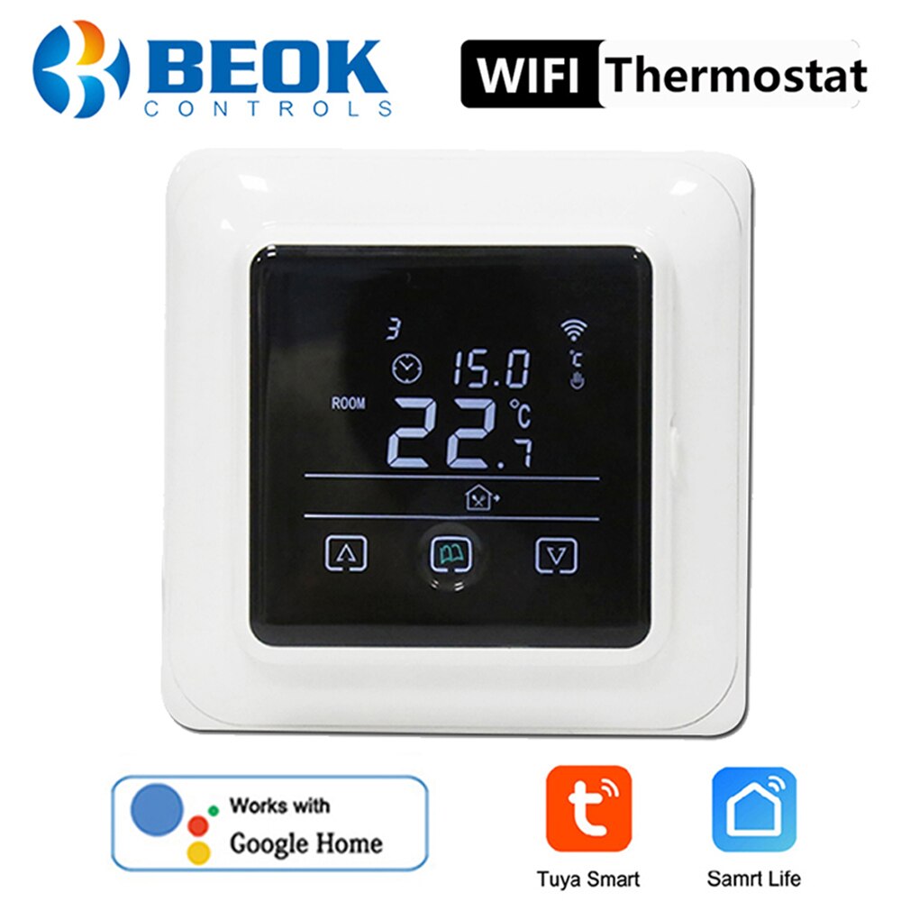 Beok-termostato WIFI con Control por teléfono, controlador de temperatura de 220V, para calefacción eléctrica/agua bajo suelo, Tuya Smart Life, Google