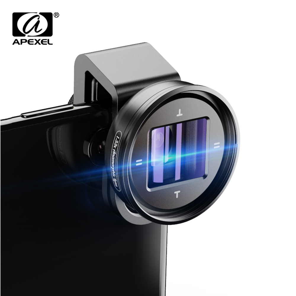 APEXEL-lente anamórfica 1.3x para iPhone 11 Pro, XR, XS, 4K, HD, pantalla panorámica, Deformación de películas, películas, cámara de teléfono