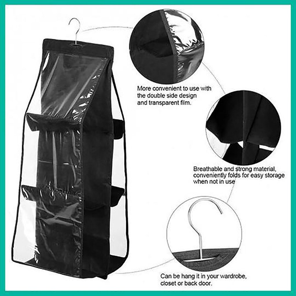 Space Saving Bag Organizer Wardrobe Hanging 3-Layer 6-Bag Storage Bag Underwear organizer Sundry storage hanger closet hanger