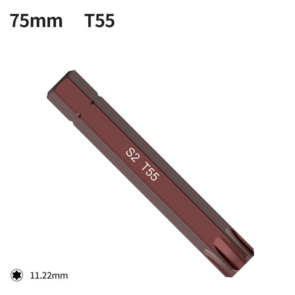 Torx Screwdriver Bit 75mm Hex Shank Impact Screwdriver Bits T20/25/30/40/45/50/55 Anti Slip Electric Screw Driver Bits: PURPLE