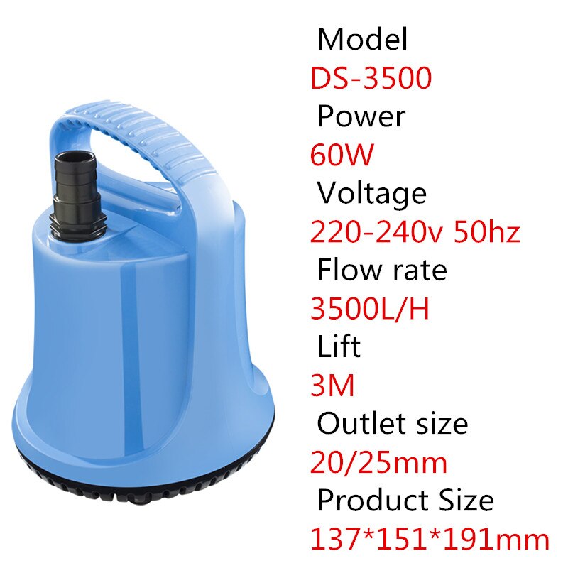 Koi fish pond rockery low water level circulating water pump submersible pump pumping pump farm irrigation water pump: DS-3500 / UK adapter plug