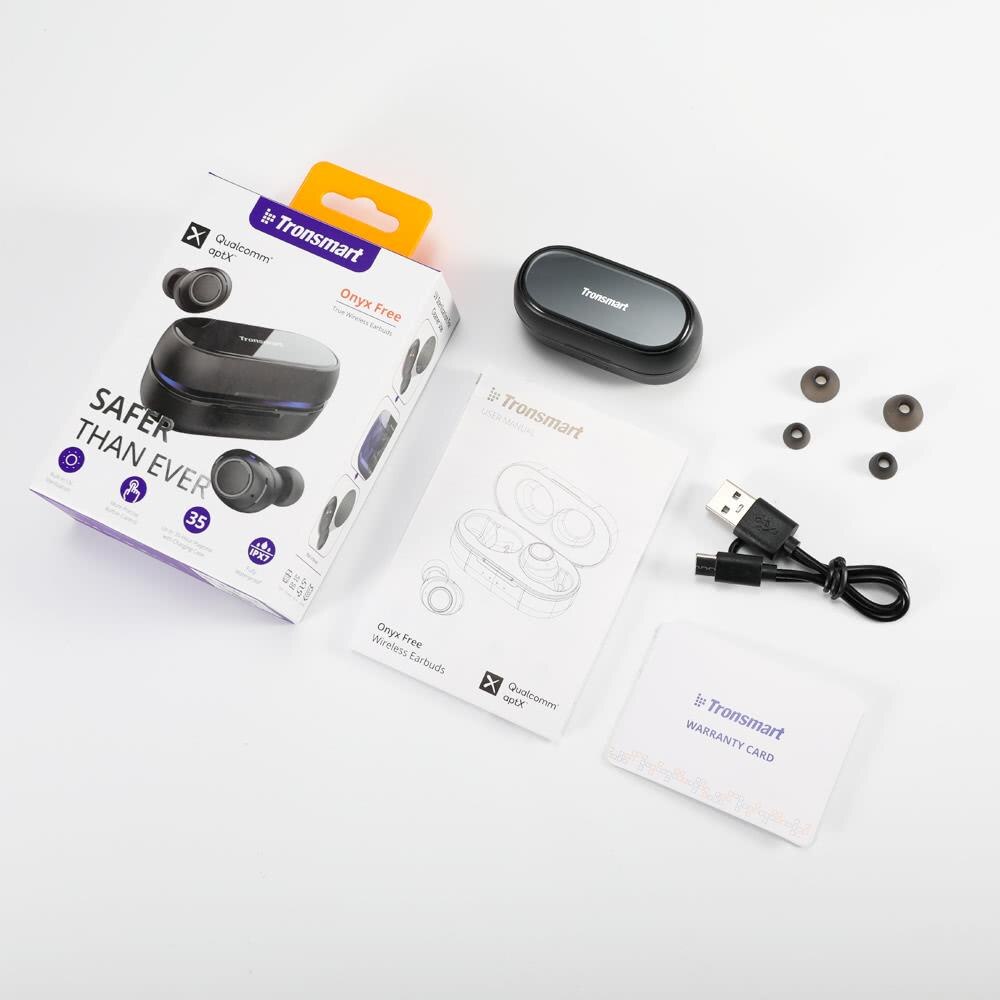 Tronsmart Onyx Free Bluetooth Earphones UV TWS Wireless Earbuds aptX with Qualcomm Chip IPX7 Waterproof Voice Assistance: Default Title