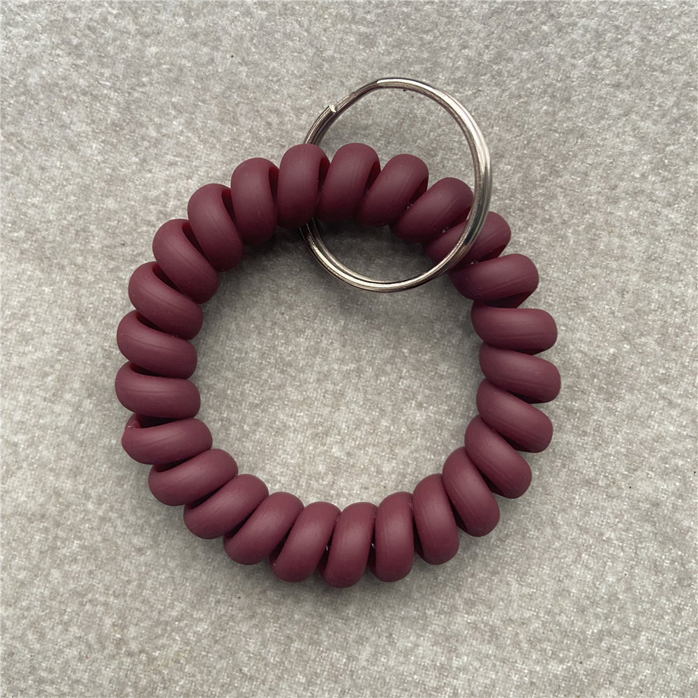 Pulsera elástica, llavero con resorte, pulsera en espiral Flexible, soporte para llaves para gimnasio, piscina, tarjeta de identificación, deportes: Blanco