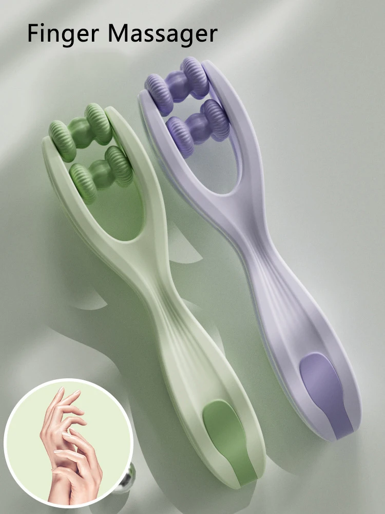 Vingermassageapparaat met dubbele rij rollers, eenvoudig in gebruik, verlicht vingervermoeidheid, bevordert de bloedsomloop, draagbaar vingermassageapparaat.