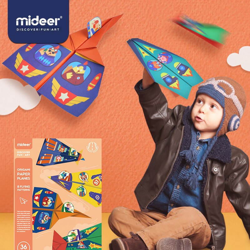 Mideer baby origami legetøj sjovt papir fly fold børnehave farverige dyr tema blæk print 3-12y børn diy: Default Title