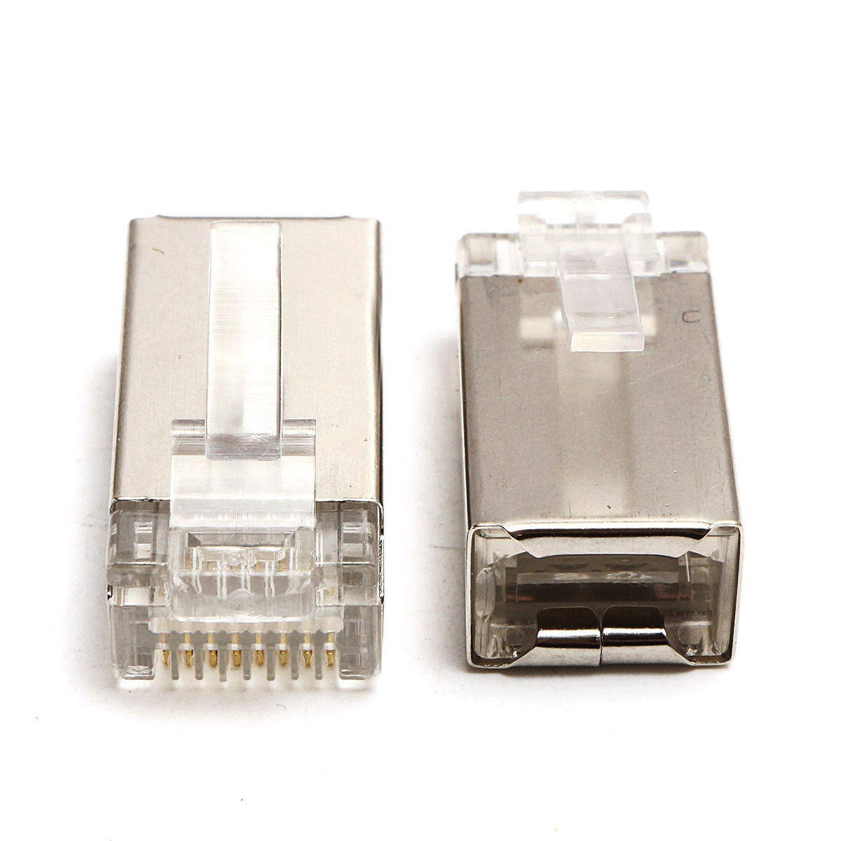 50 Pcs RJ45 Cat6 Connector 8Pin 8P8C Afgeschermde Gestrand Crimp Modulaire Plug Connectoren Socket Internet Connector