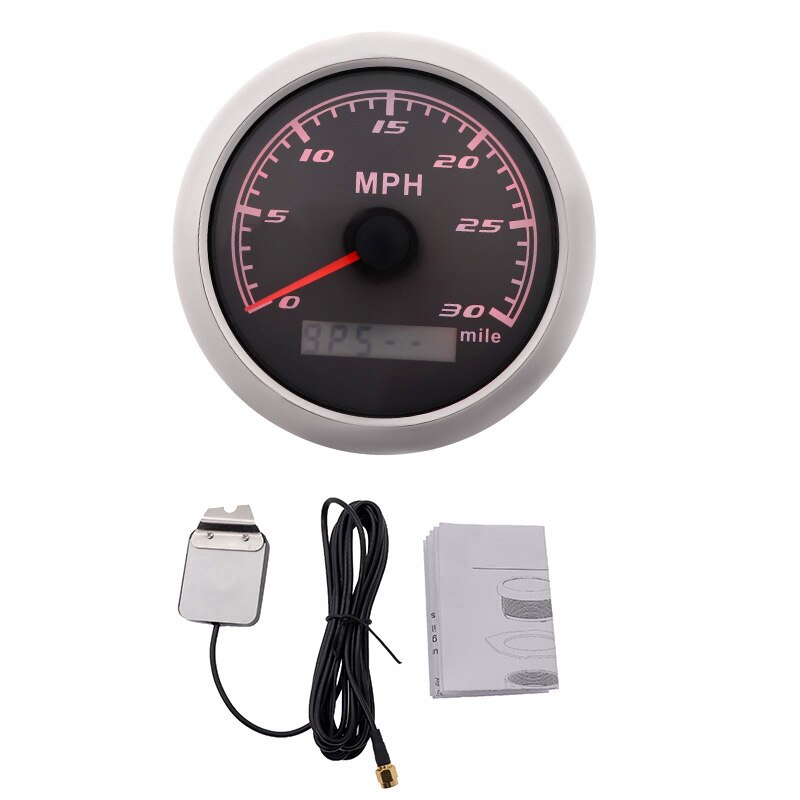 30 MPH Speedometer With GPS Antenna 60MPH Waterproof Speedometer 120 MPH For Car Boat Motorcycle Red Backlight