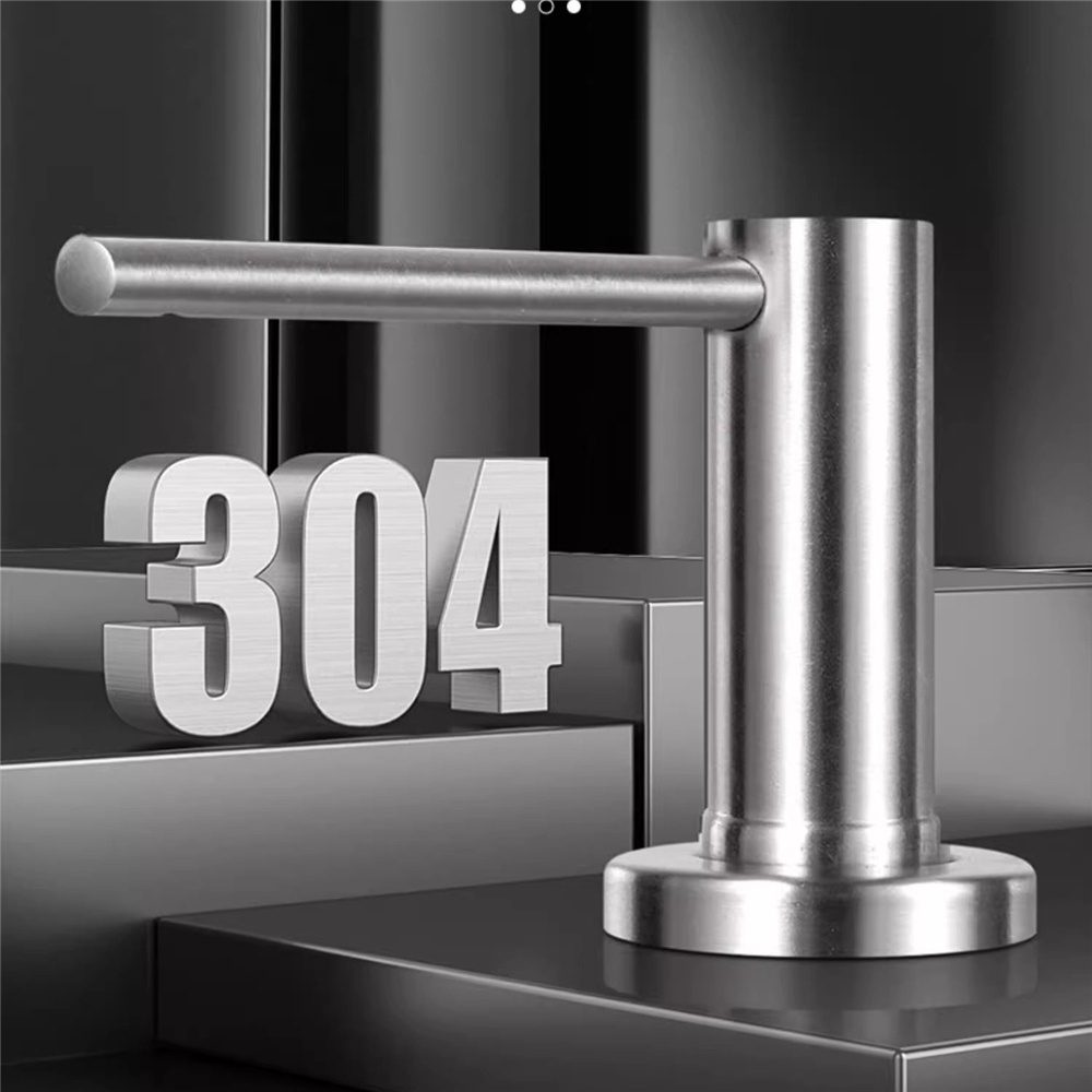 Built-in Pump Kitchen Liquid Soap Dispenser Bottle Stainless Steel Brushed Black Detergent Dispenser Hand Pressure Sink Counter
