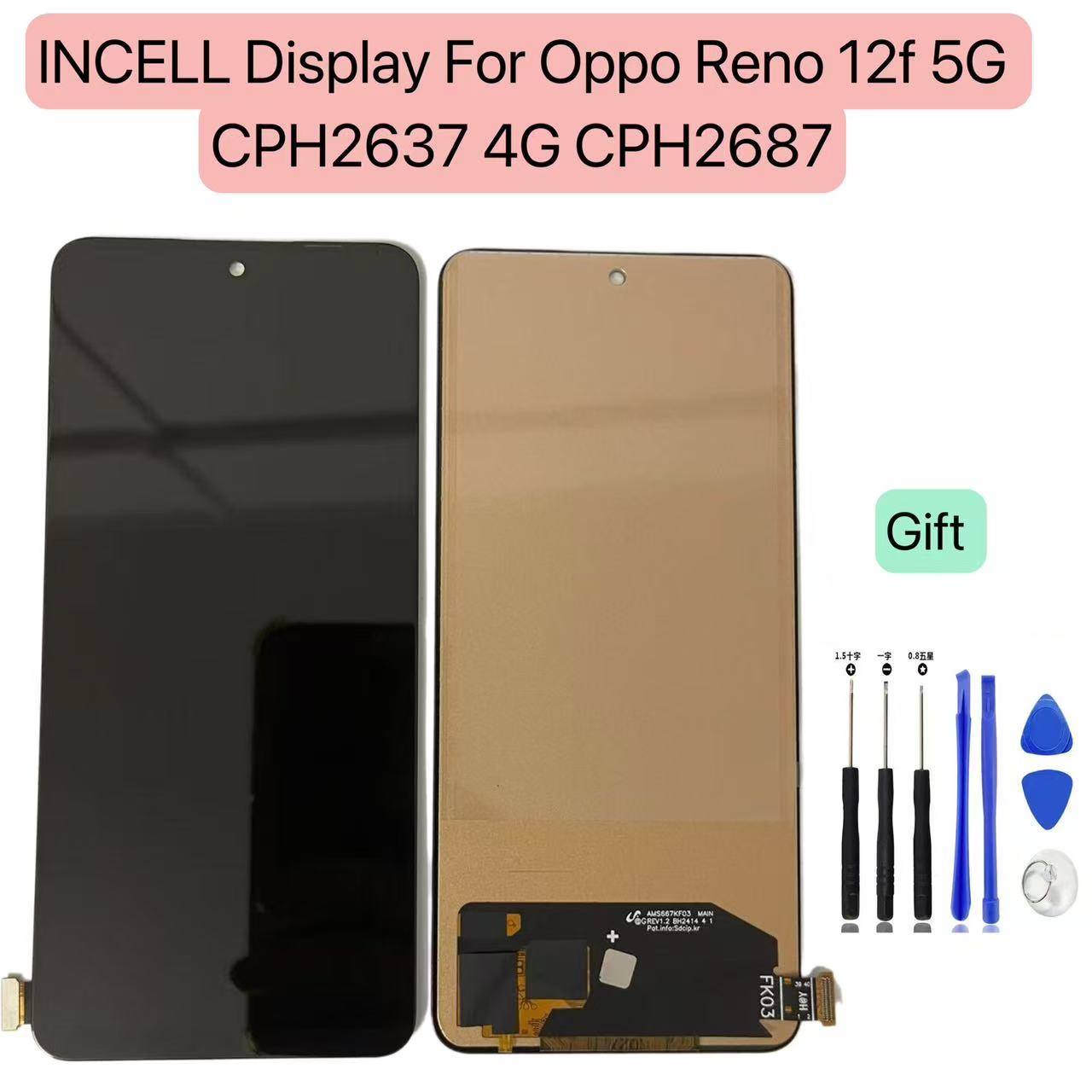 Amoled/TFT 6.67'' Display For Oppo Reno 12F LCD Touch Screen Digitizer For Oppo Reno12F 4G CPH2687 /Reno12F 5G/12FS CPH2637 LCD: Default Title