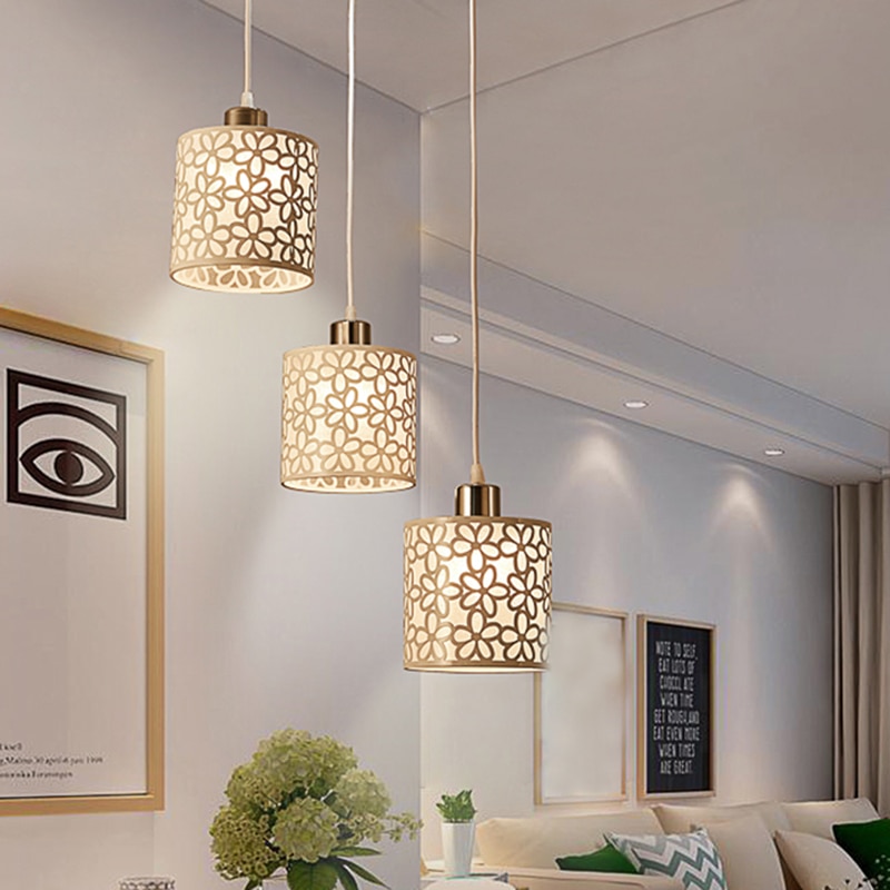 1X style européen blanc métal Floral creux abat-jour Table plafond pendentif lumière ombre couverture maison salle à manger décor