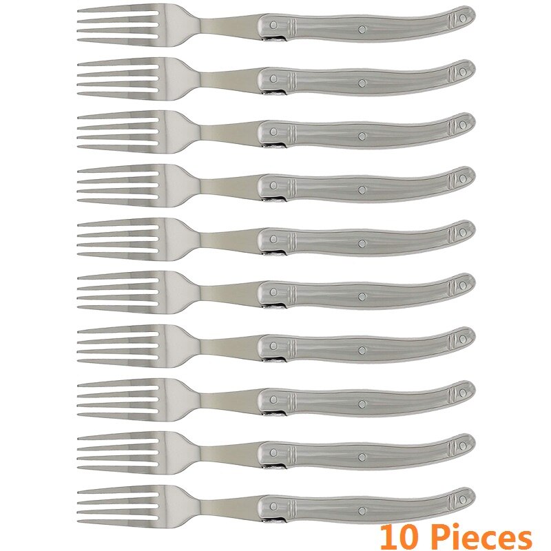 Laguiole Stainless Steel Steak Forks set Silver Dinner Fork Tableware Hollow Handle Cutlery Silverware 2/4/6/10pcs 9inch: 10pcs