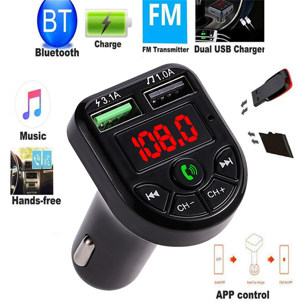 2 Port Car USB Charger Kit Bluetooth Mp3 Player FM Transmitter Wireless Radio Adapter Hands-free Calling Mobile Phone Chargers