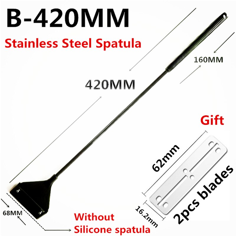 Aquarium Algae Scraper Stainless Steel Silicone Blade Water Live Plants Coralline Fish Tank Maintenance Tools: B-420mm