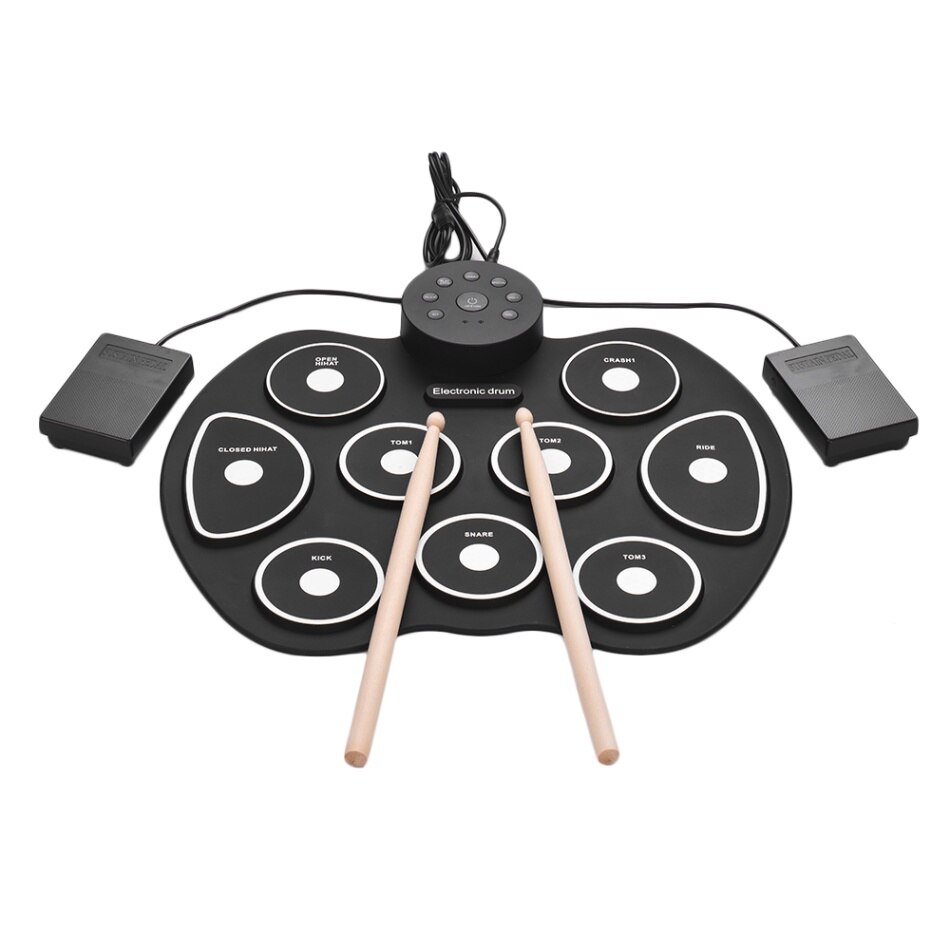 Elektronisk digital usb 9 pads rull opp sett silikon elektrisk trommesett med trommestikker og opprettholde pedal perkusjonsinstrumenter: type 6