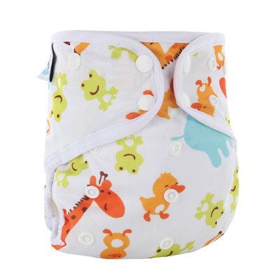 PORORO all in one baby cloth diaper with bamboo inserts, waterproof PUL AIO size adjustable nappies with white color binding: A51
