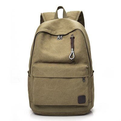 Men Canvas Backpack Male Laptop College Student School Bags for Teenager Vintage Mochila Casual Rucksack Travel Daypack: Khaki