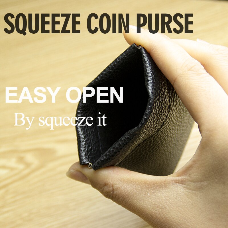 Squeeze Coin Purse Vintage Solid PU Leather Women Men Small Mini Short Wallet Bag Key Credit Card Earbuds Holder
