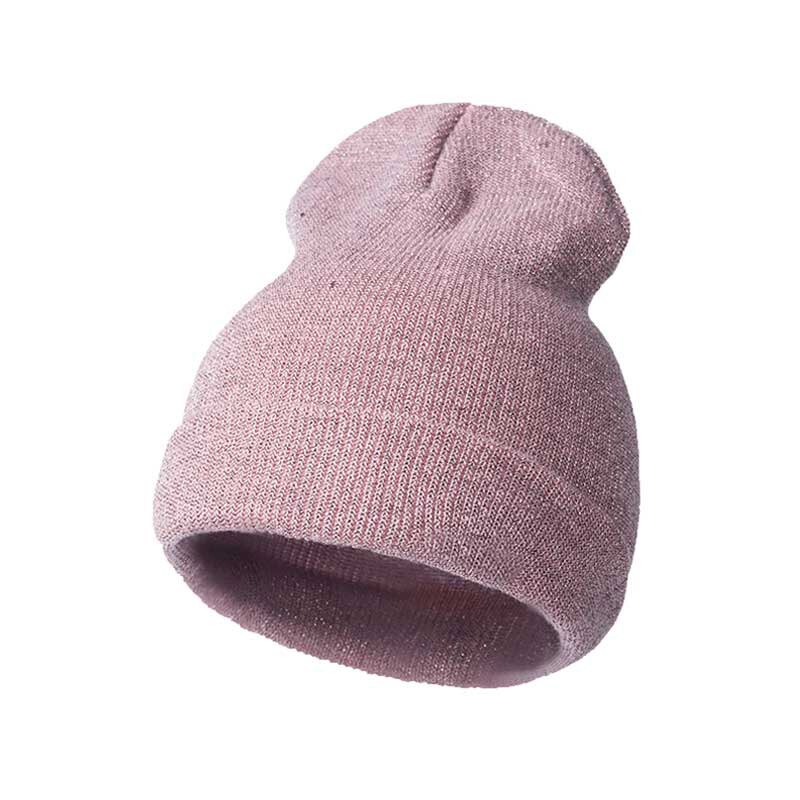 Arrivals Shiny Knit Hat Beanies Winter Cap For Women Men Headgear Hip Hop Beanie Skullies Balaclava Baggy Hedging Cap: Pink