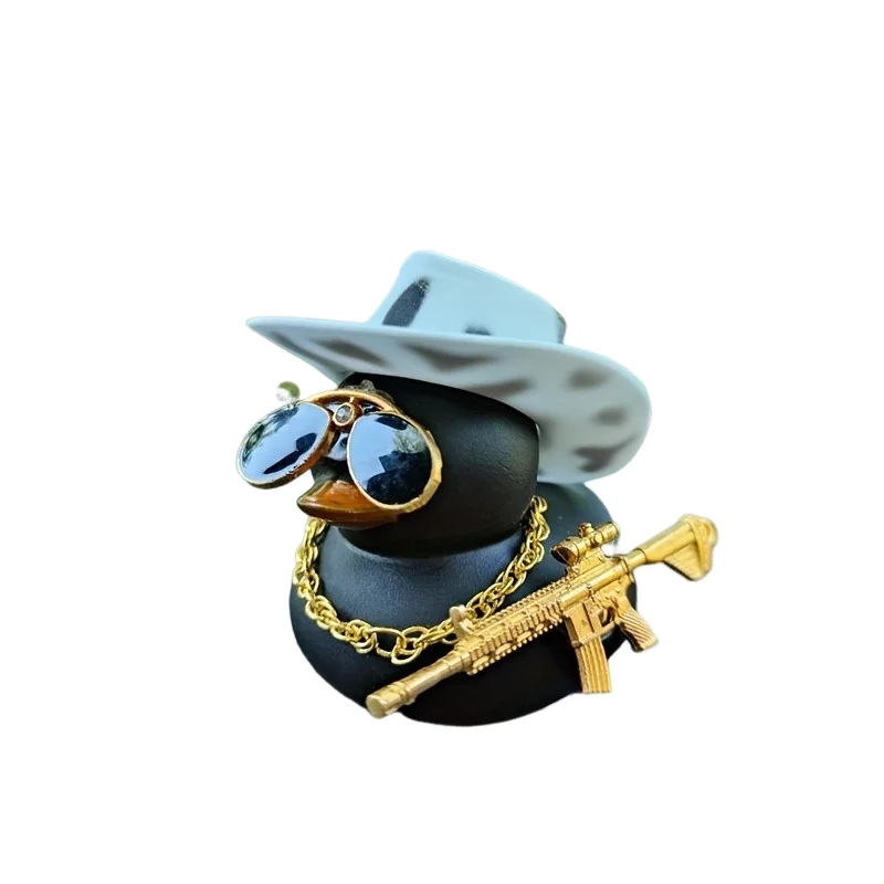 1PC Cowboy Hat Black Duck Car Decoration Rear View Mirror Decoration: Default Title