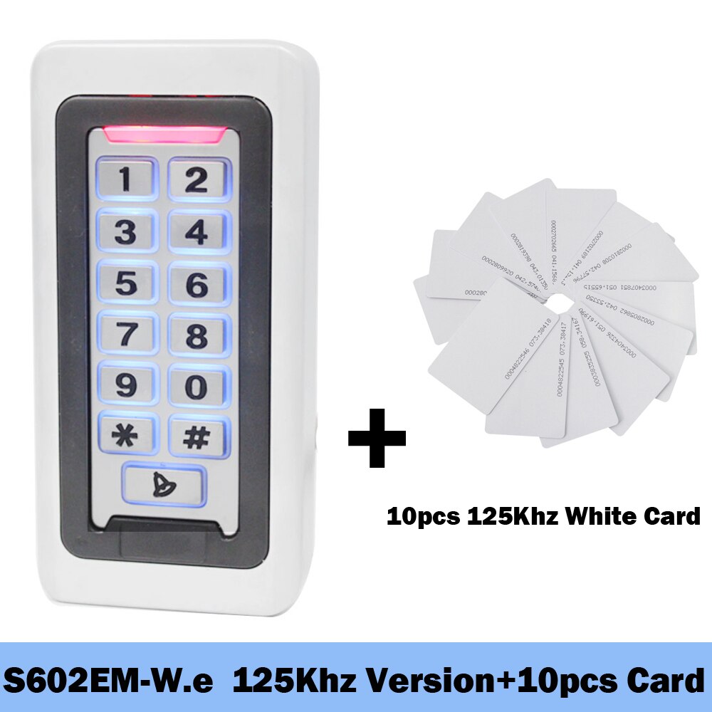IP67 Waterproof 2000 User Backlight Metal Keypad Lock RFID 125Khz Standalone Door Access Control Kits Wiegand 26 Output Reader: AC and 10 card