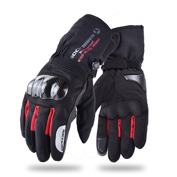 Rock BIKER Motorhandschoenen Mannen 100% Waterdicht Winddicht Winter Warm Handschoenen Touch Screen Guantes Motorrijden Handschoenen: Rood / M