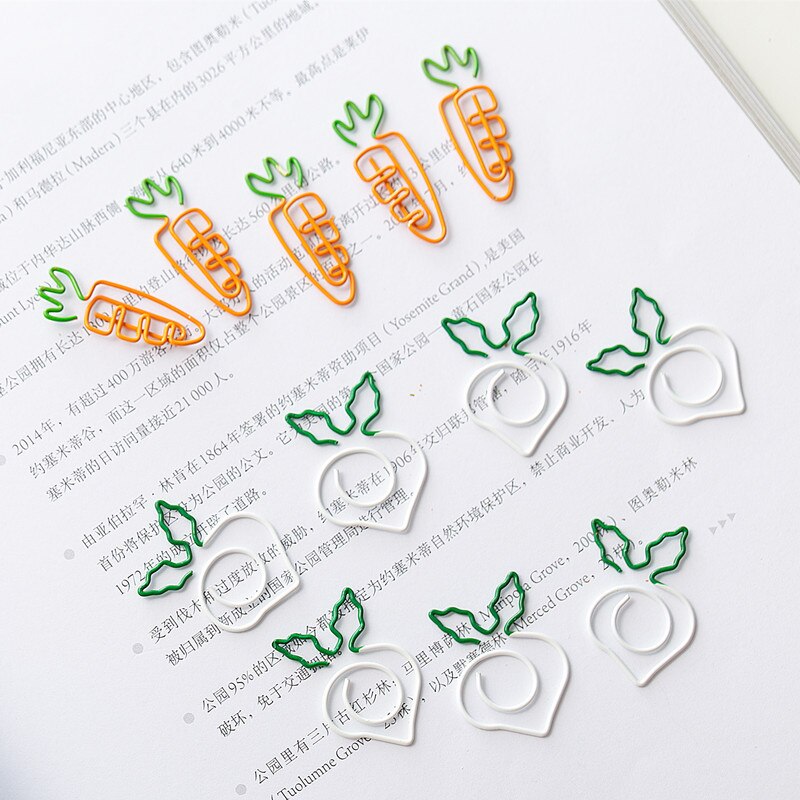 5 pièces Mignon Carotte Trombones Radis Blanc Modélisation Clip Mini Kawaii Signet Trombone Papeterie Bureau Fournitures Scolaires
