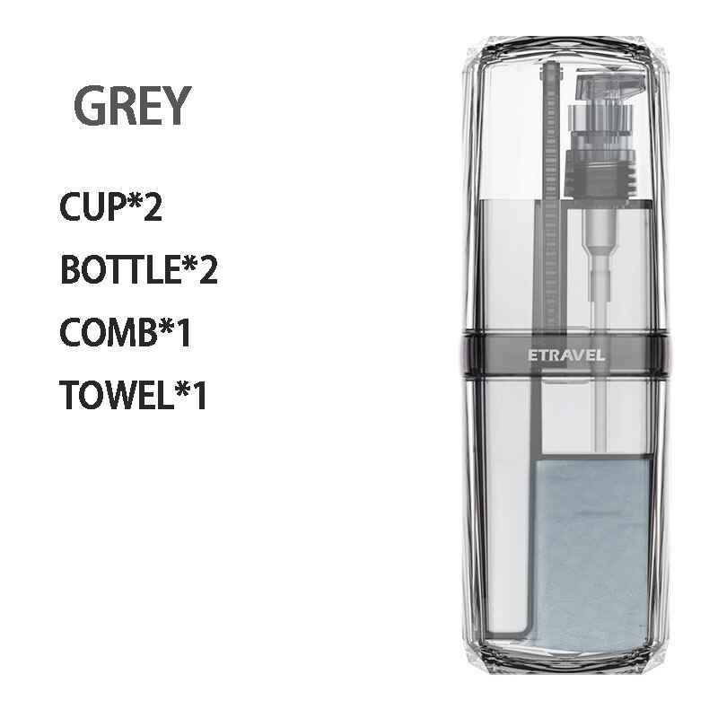 Toiletries Storage Box Multifunctional Travel Toothbrush Comb Towel Transparent Storage Cup Potable Bathroom Toiletry Set Box: 6PCS Grey