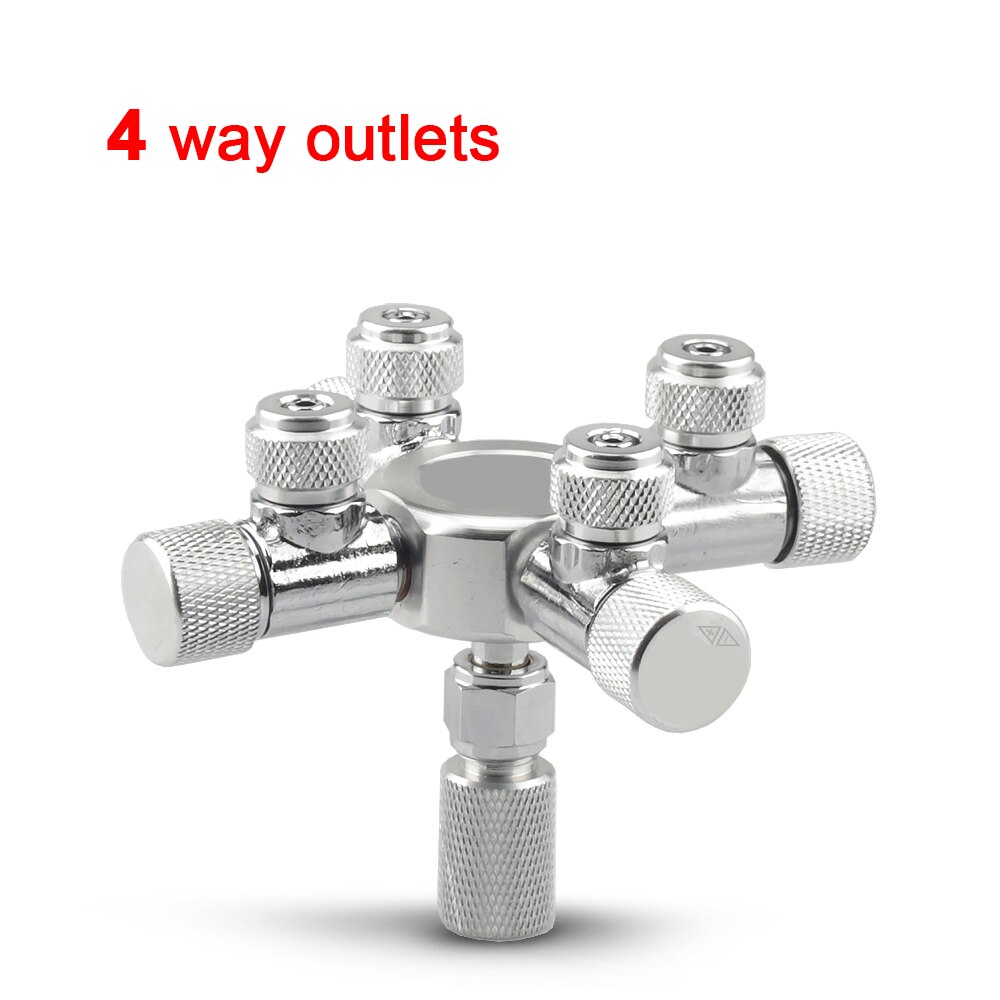 Rvs Aquarium Multi Manier CO2 Distributeur Splitter Naaldventiel, Terugslagklep Bubble Counter Voor Solenoid Regulator: 4 Outlet
