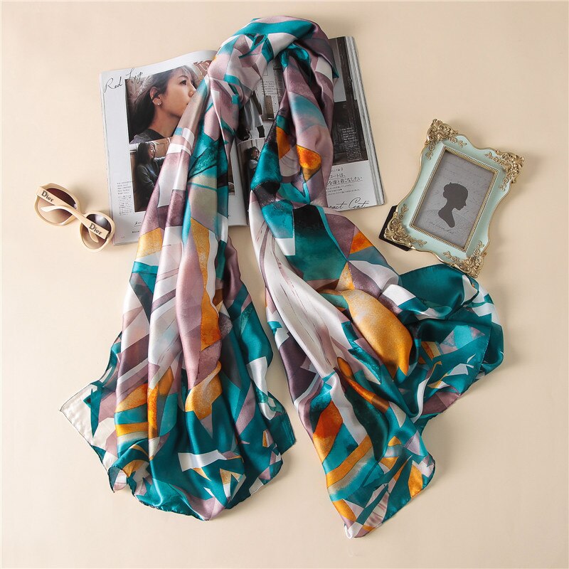chinese style Classic women silk scarf female scarves ladies beach wrap chiffon shawl sunscreen large bandanna foulard muffler: B3