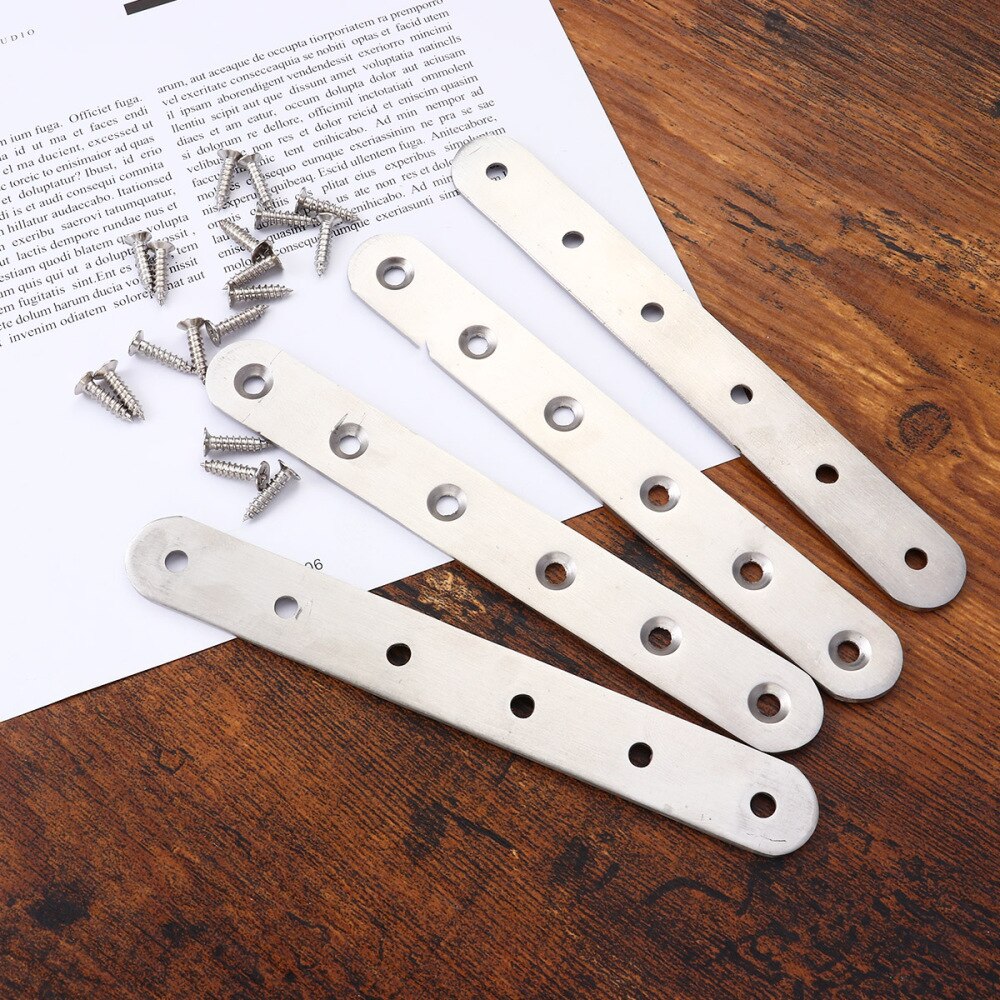 6 Holes Stainless Steel Hardware Thick Durable Multi-standard Furniture Connection Flat Straight Fixing Plates Corner Code