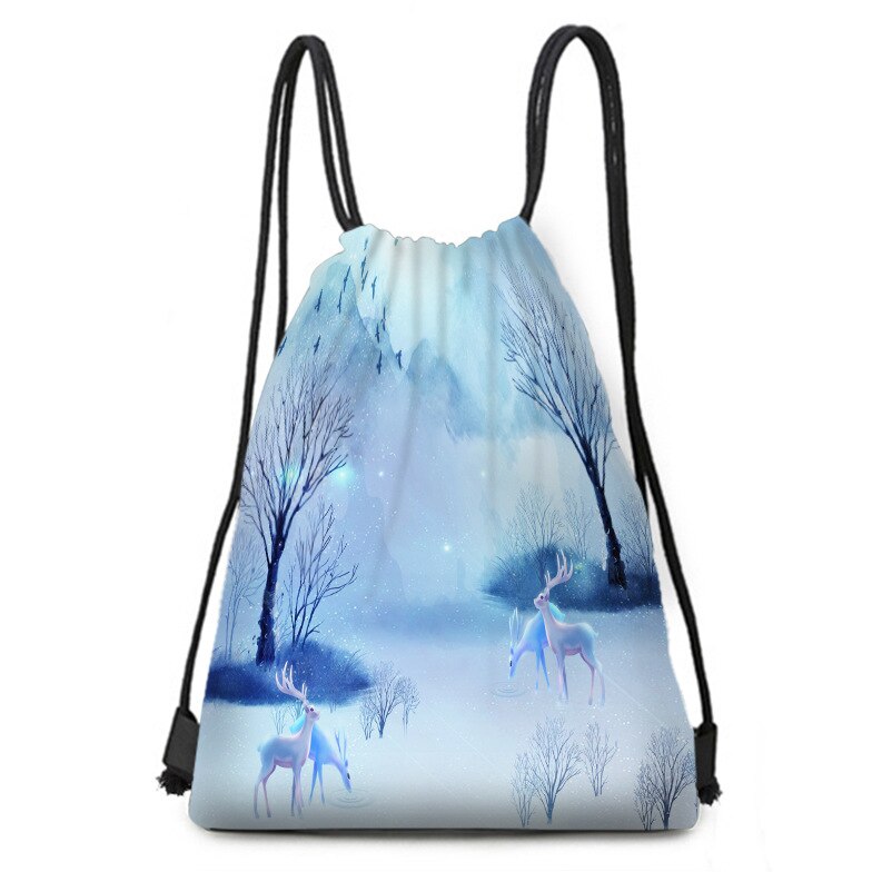 Taobao sika hjorte serien opbevaringstaske bundet polyester snøre taske bærbar lille stoftaske rejse