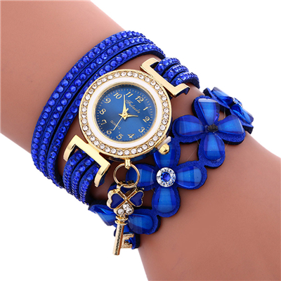 Kvinder ure luksus afslappet analog legering kvarts ur pu læder armbånd ure relogio feminino reloj mujer: Blå