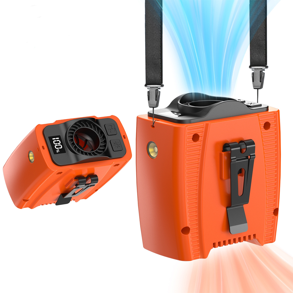 mini wentylator przenośny robić noszenia na pasie, mocny wiatr, robić pracy na zewnątrz w wysokich temperaturach, mini wentylator USB, moc Bank, oświetlenie doprowadziło