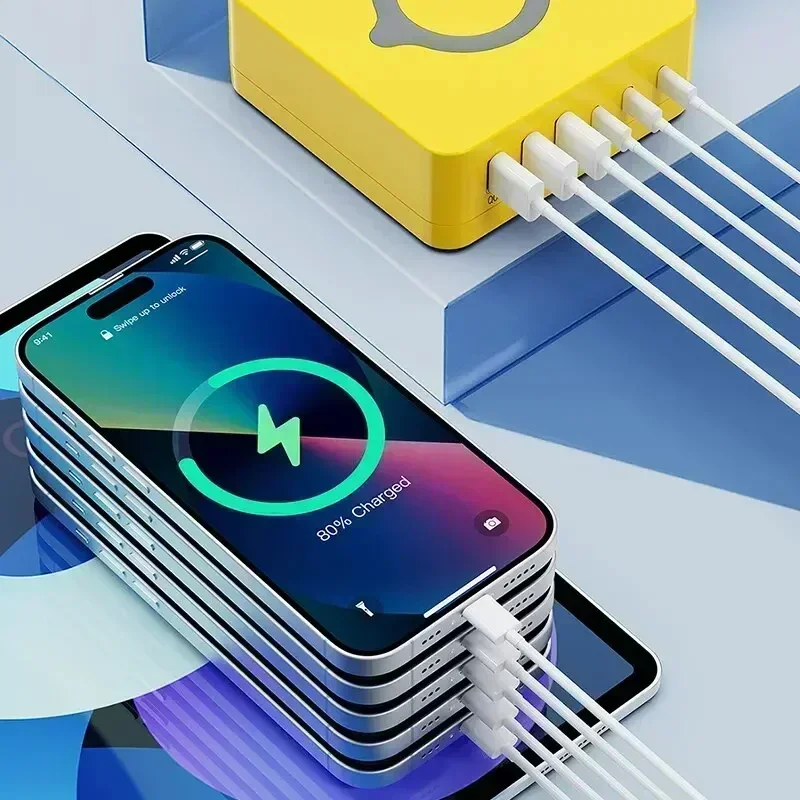 140w gan lader multiport trådløs stasjonær lader usb type  c 100w pps  pd 65w qc hurtigladestasjon for bærbar pc nettbrett telefon