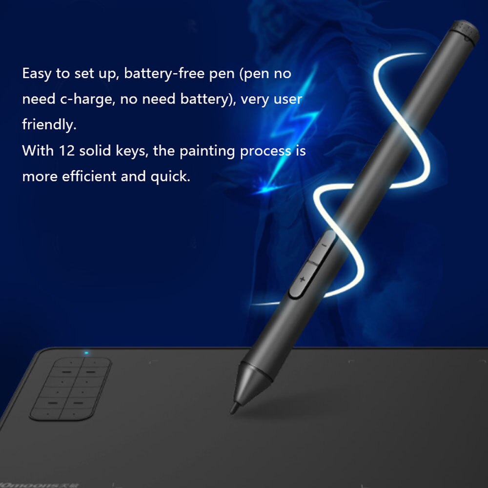 10moons G12 Graphics Drawing Tablet Ultralight 9.45 x 6 Inches Compatible with Windows Android OTG for Drawing 8192 Level