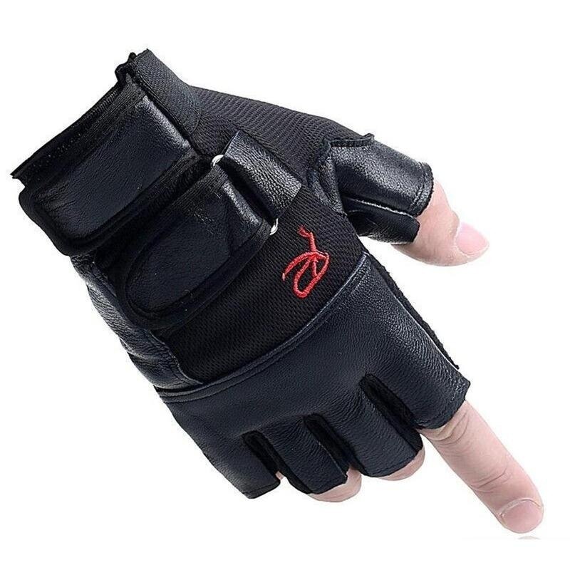 Men Outdoor Driving Motorcycle Biker Fingerless PU Gloves Half Finger Gloves Outdoor Sports Half Finger Gloves