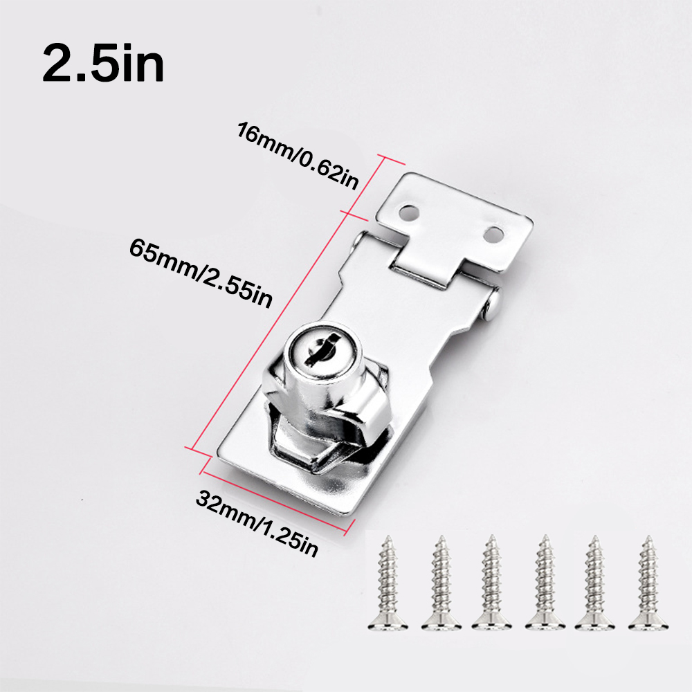Locking Hasp Heavy Duty Locking Hasp Staple With Keys Padlock Cupboard Shed Garage Lock Office Cabinet Security Lock Hardware: Silver