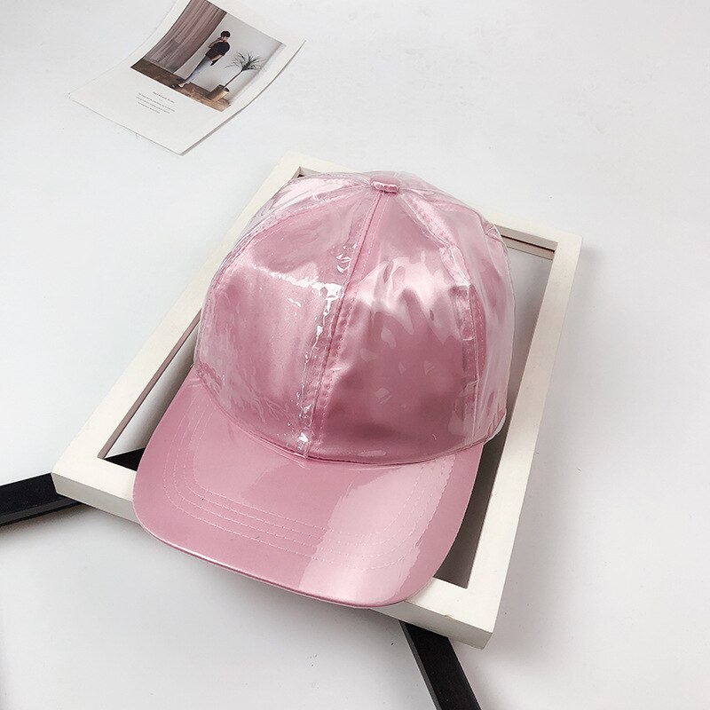 Adjustable Women Solid color Cotton PVC Baseball Caps Outdoor Sun Hat: pink