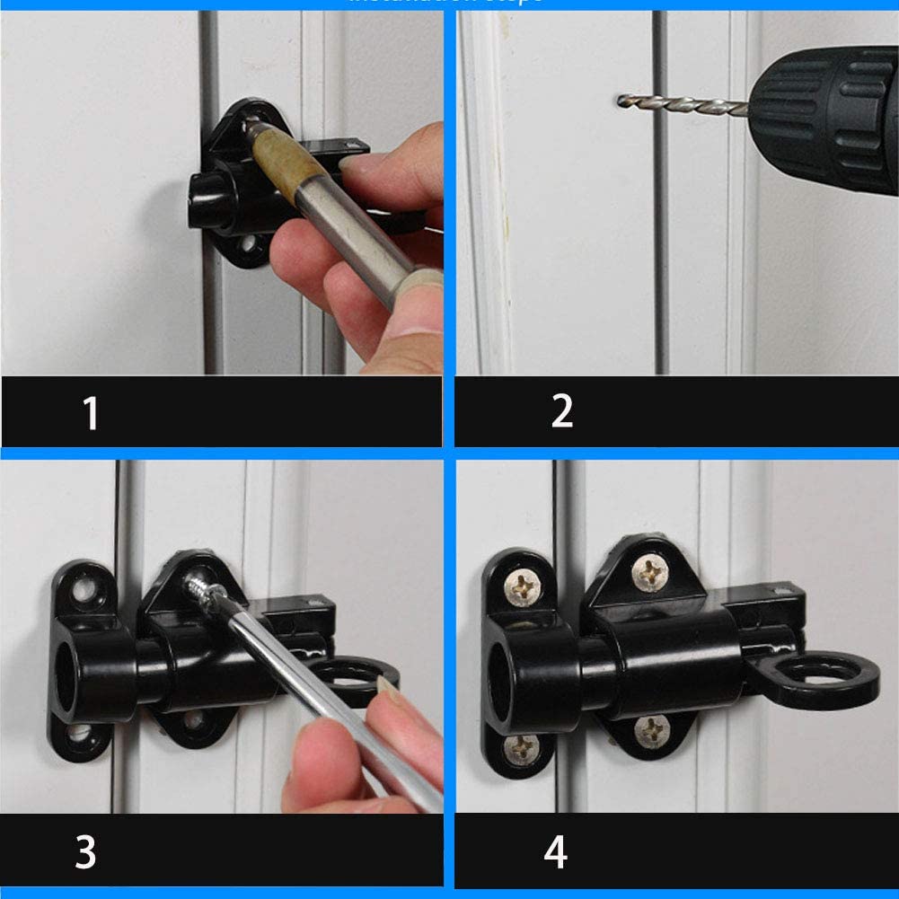 Black Aluminum Alloy Security Automatic Window Gate Lock Spring Load Bolt Latch Home Security Latch