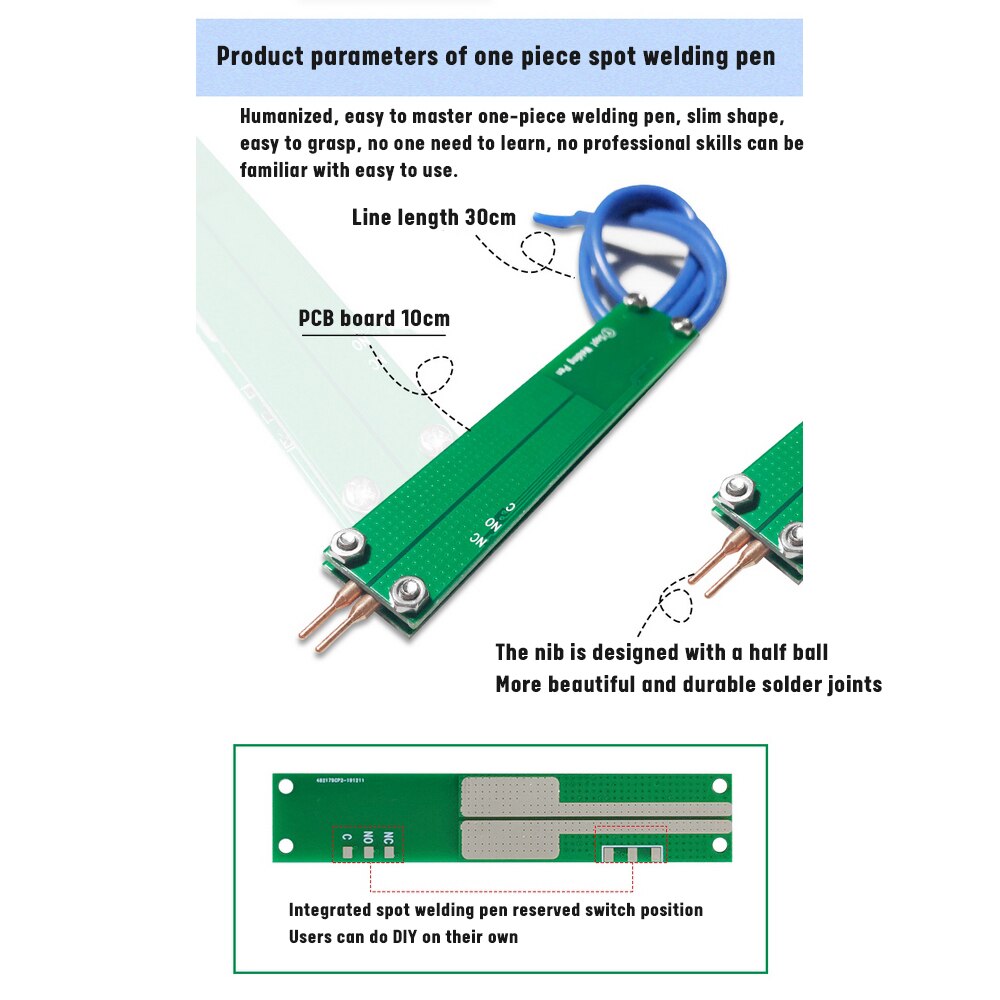Integrated Handheld Spot Welding Pen Handle Automatic Trigger Built-in Switch for 18650 Battery Welding Machine DC Connector
