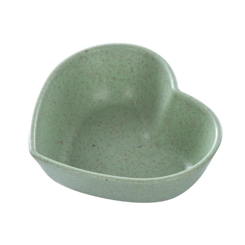 1PC multi-usages blé paille bol vinaigre assaisonnement solide soja plat Sauce sel Snack petite assiette cuisine fournitures: 02 Peach Heart Green