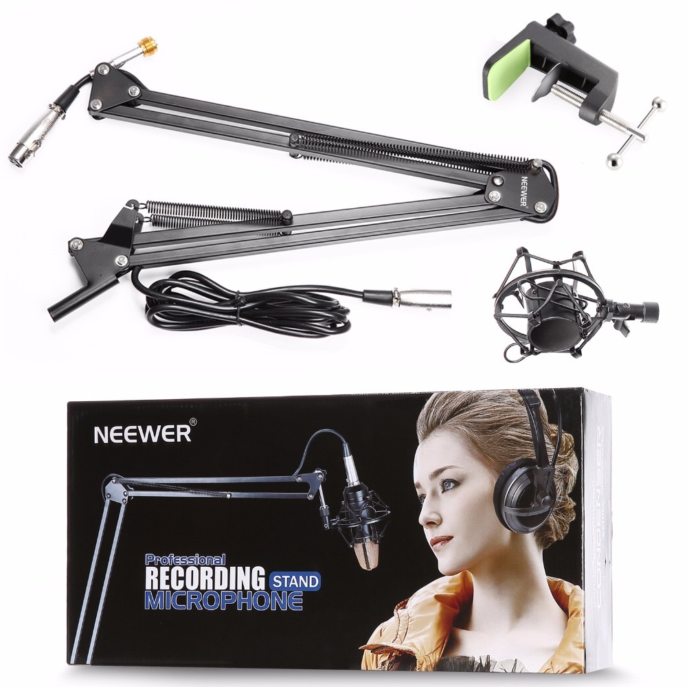 Neewer Broadcast Studio Microphone Suspension Boom Scissor Arm Stand with Shock Mount and XLR Male to Female Cable