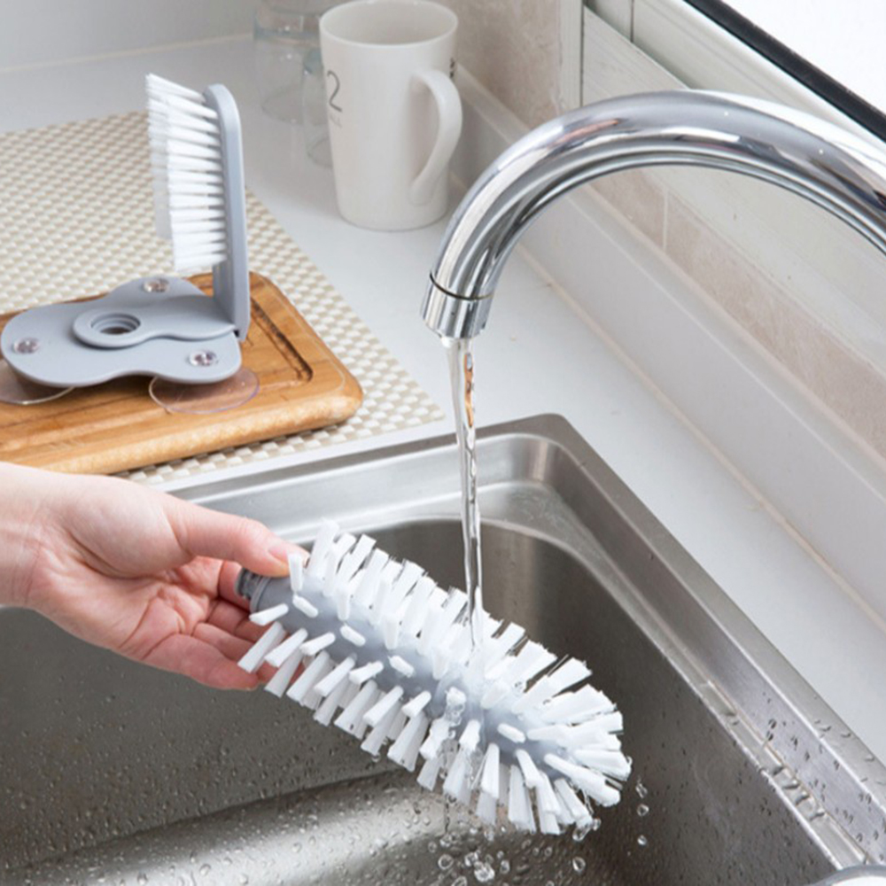 Glass Cleaner Bottles Brush Sink Stand Drink Water Cup Scrubber Mug Wine Suction Kitchen Bottle Cup Cleaner Brush
