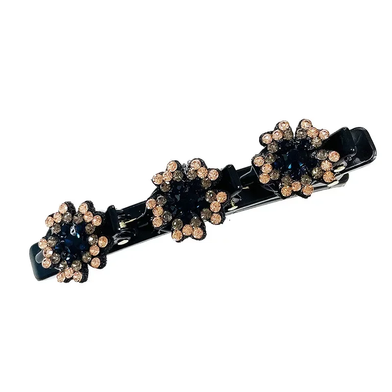 Clip de pelo trenzado de doble capa, Clip fijo para el cabello roto, horquilla para mujer, diadema fija coreana, horquilla, Accesorios para peinados perezosos: Negro