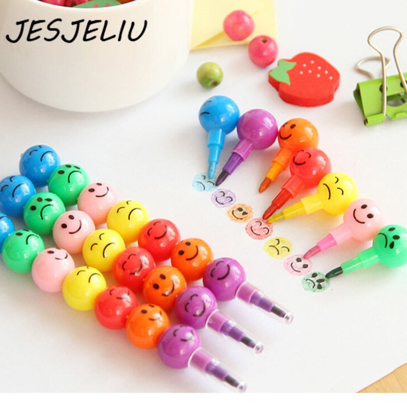 Sugar-Coated Haw Cartoon Smiley Graffiti Pen 7 Colors Crayon Wax Pencil